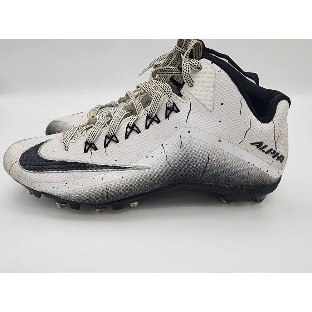Men's Nike Alpha Pro‎ 2, 3/4 TD Football Cleat 719927 100, size 11 White/Black